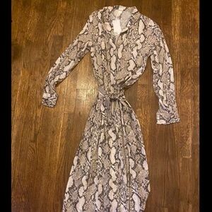 H&M Snake Print Long Sleeve Dress